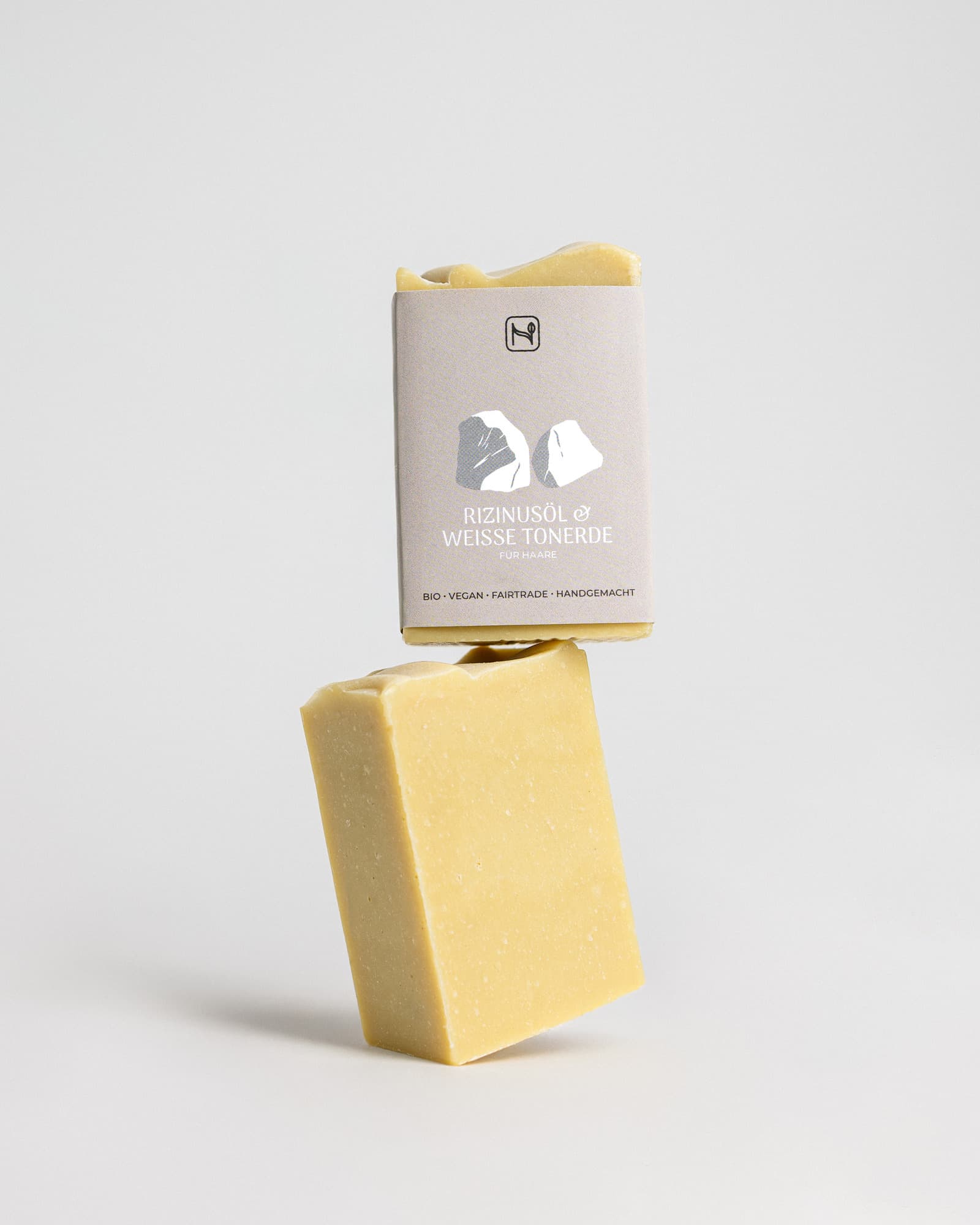 Vegane Bio-Haarseife Rizinusöl & Weiße Tonerde 100 g Naturbrocken – ab 2 Stück