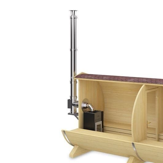 FinTec Saunaofen Iwo Rubin / Leistung 9,0 kW ECO + FinTec Schornstein durch die Wand