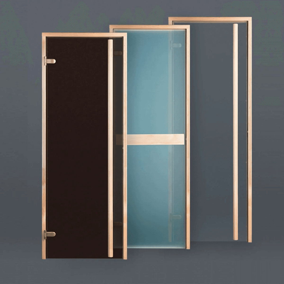 Saunatür 790 x 1890 mm Horizontal Klar-Glas Beschlag Gold