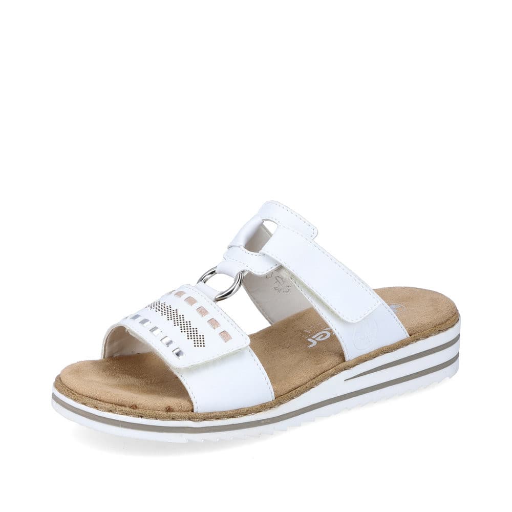Rieker V0636-80 - Rieker Pantoletten Weiss (Rieker Damen-Pantolette Kristallweiss)