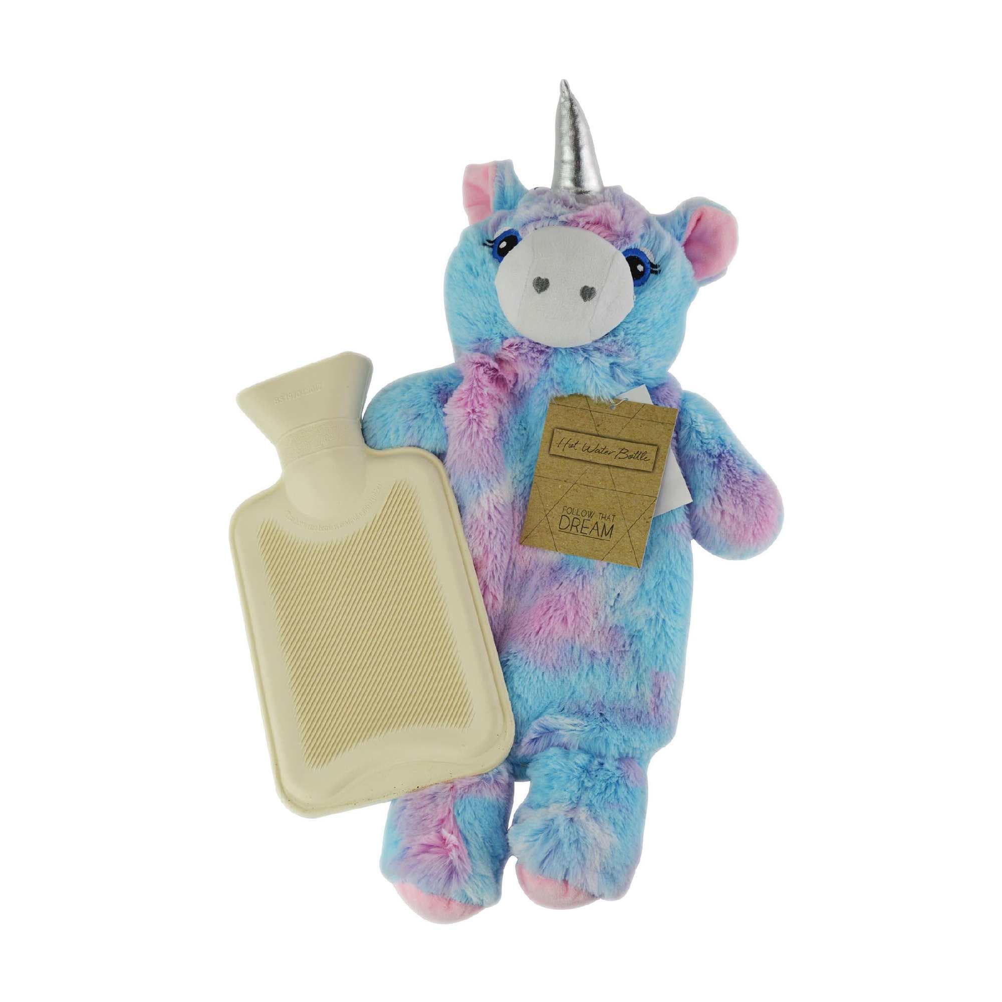 Regenbogenfarbige Plüsch-Einhorn-Wärmflasche - 750ml