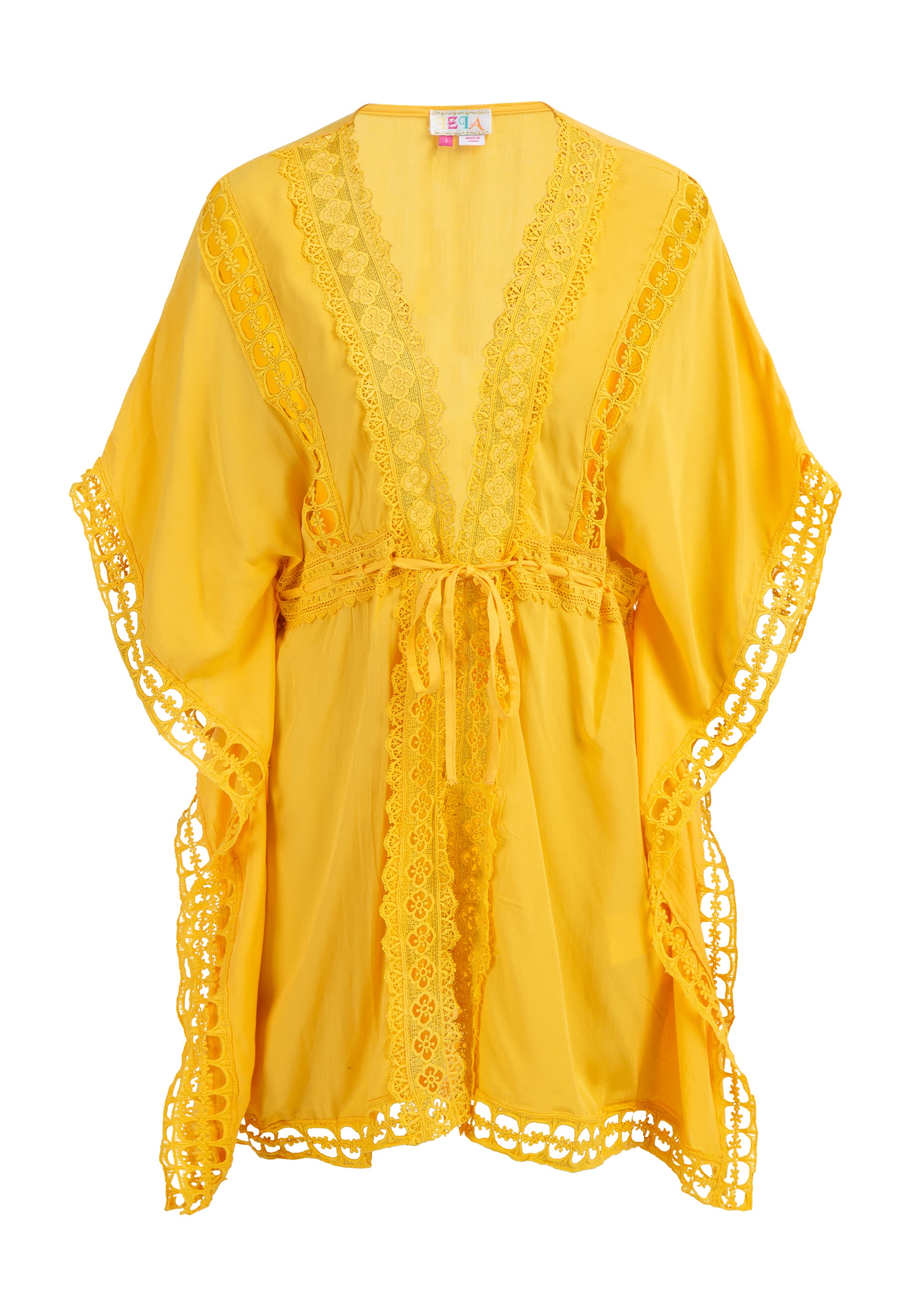 IZIA Kimono mit Lochspitze Damen gelb