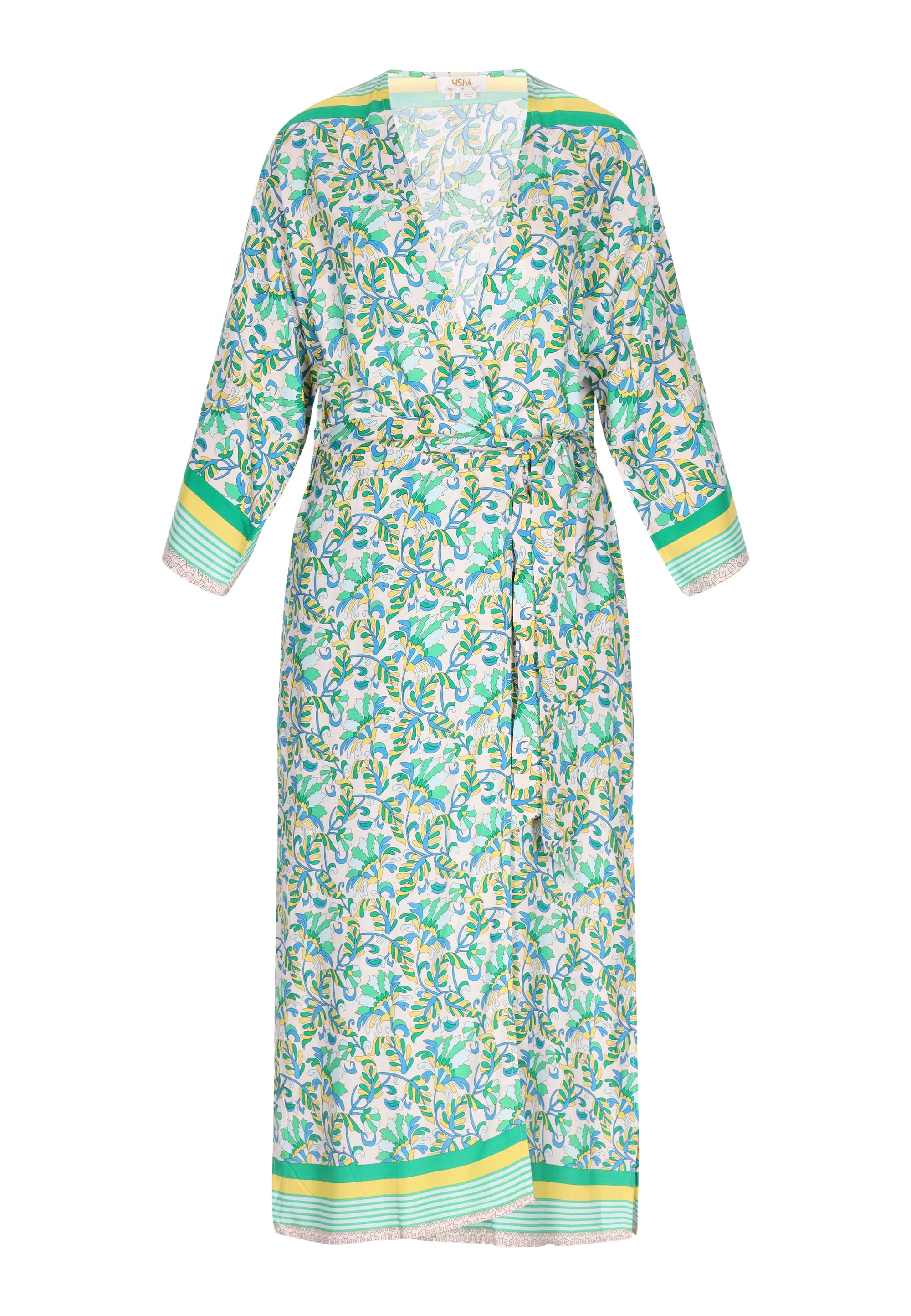usha Kimono Frauen grün mehrfarbig
