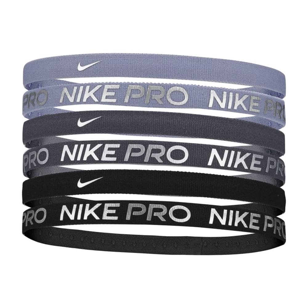 Nike - "Flex Classic" Stirnband, Metallic (6er-Pack) (Schwarz/Dunkelgrau/Violett Metallic)