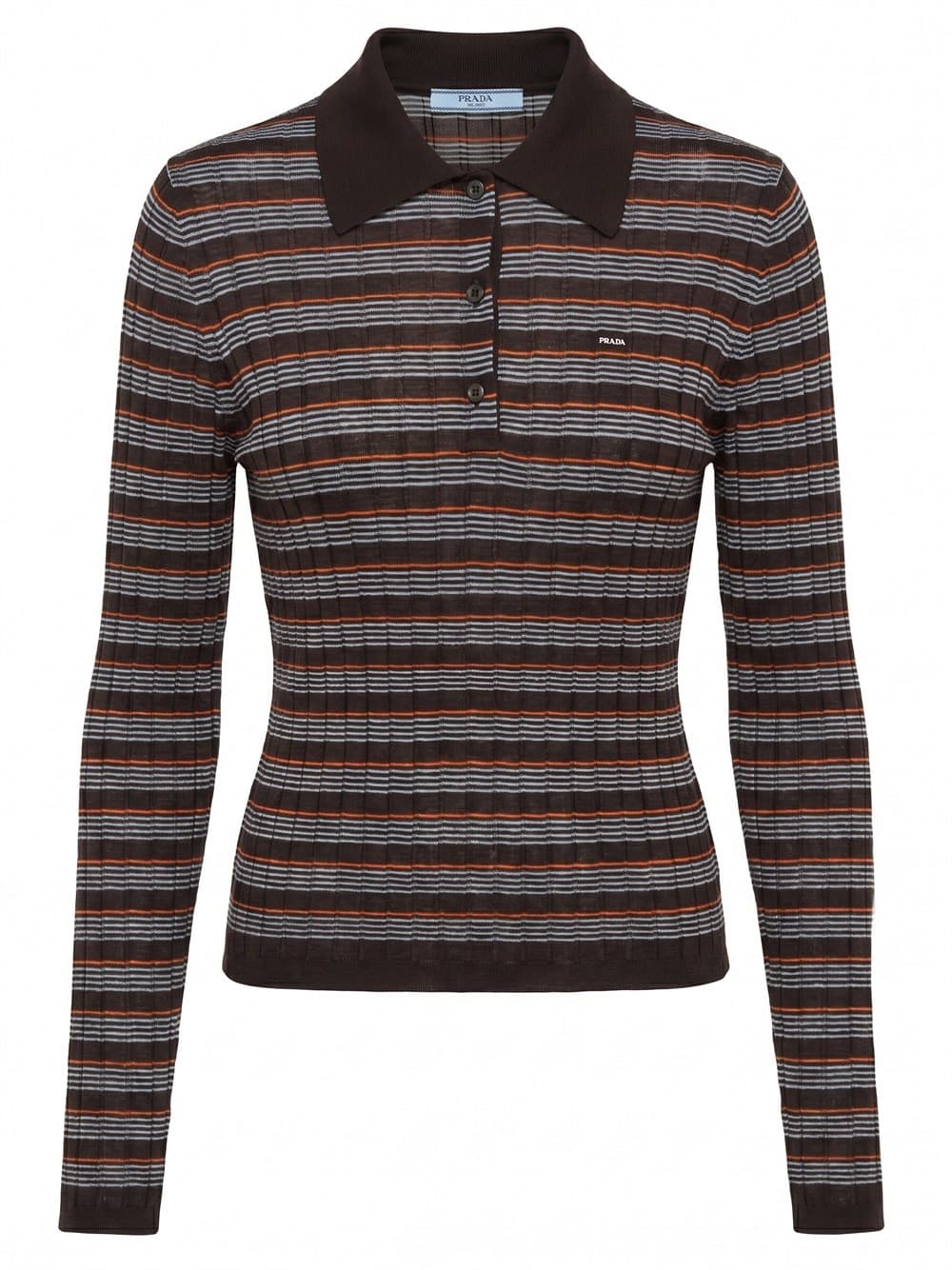 Prada Striped Polo-Neck Sweater