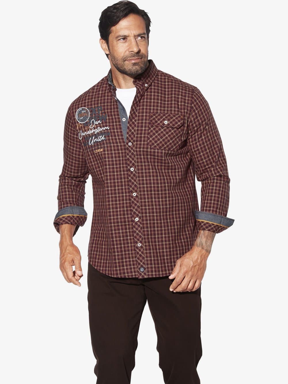 Jan Vanderstorm Hemd Herren Comfort Fit Baumwolle rot, L