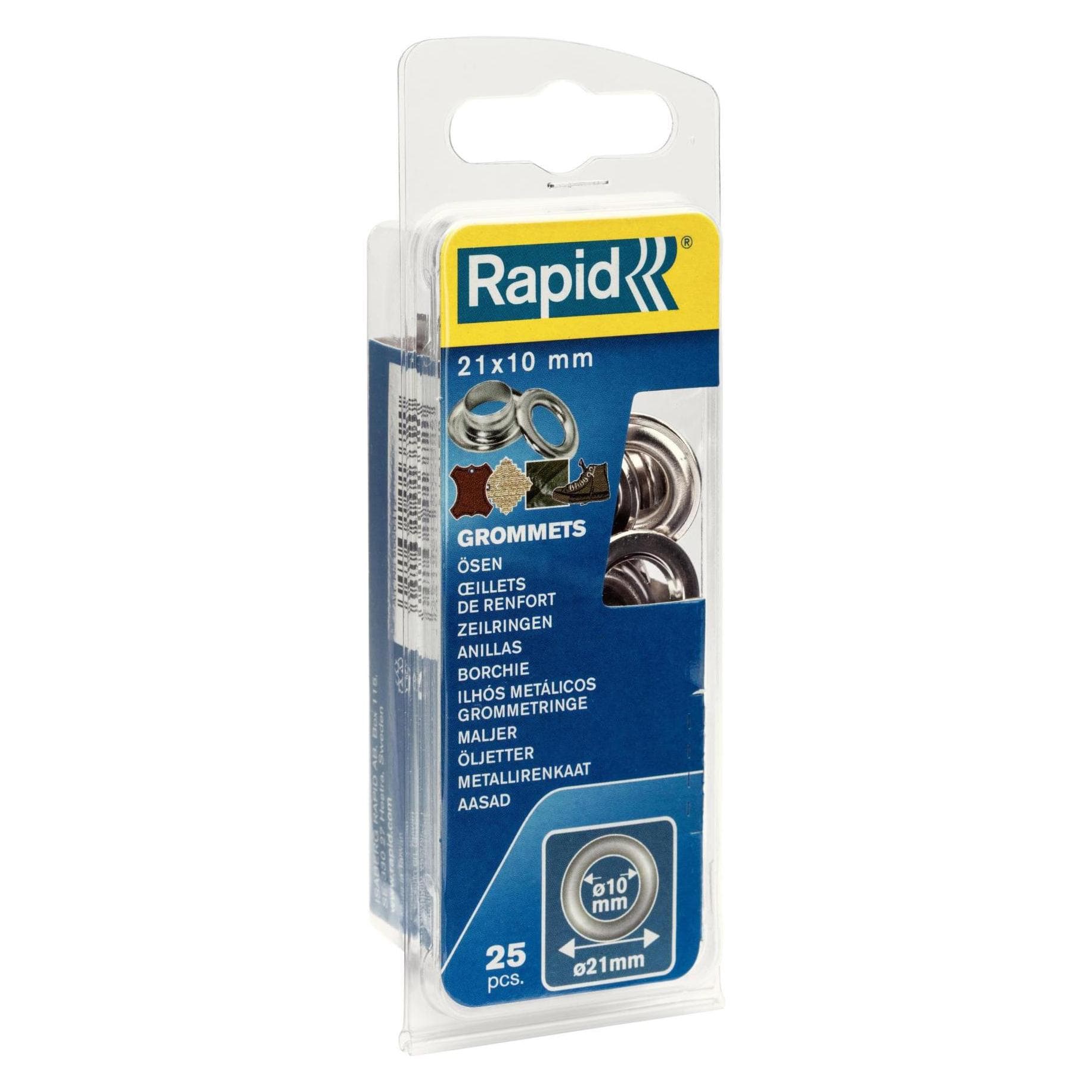 Rapid Ösen mit Ring 10x21mm 25 Stück + Einschlagwerkzeug, Nähzubehör, Silber