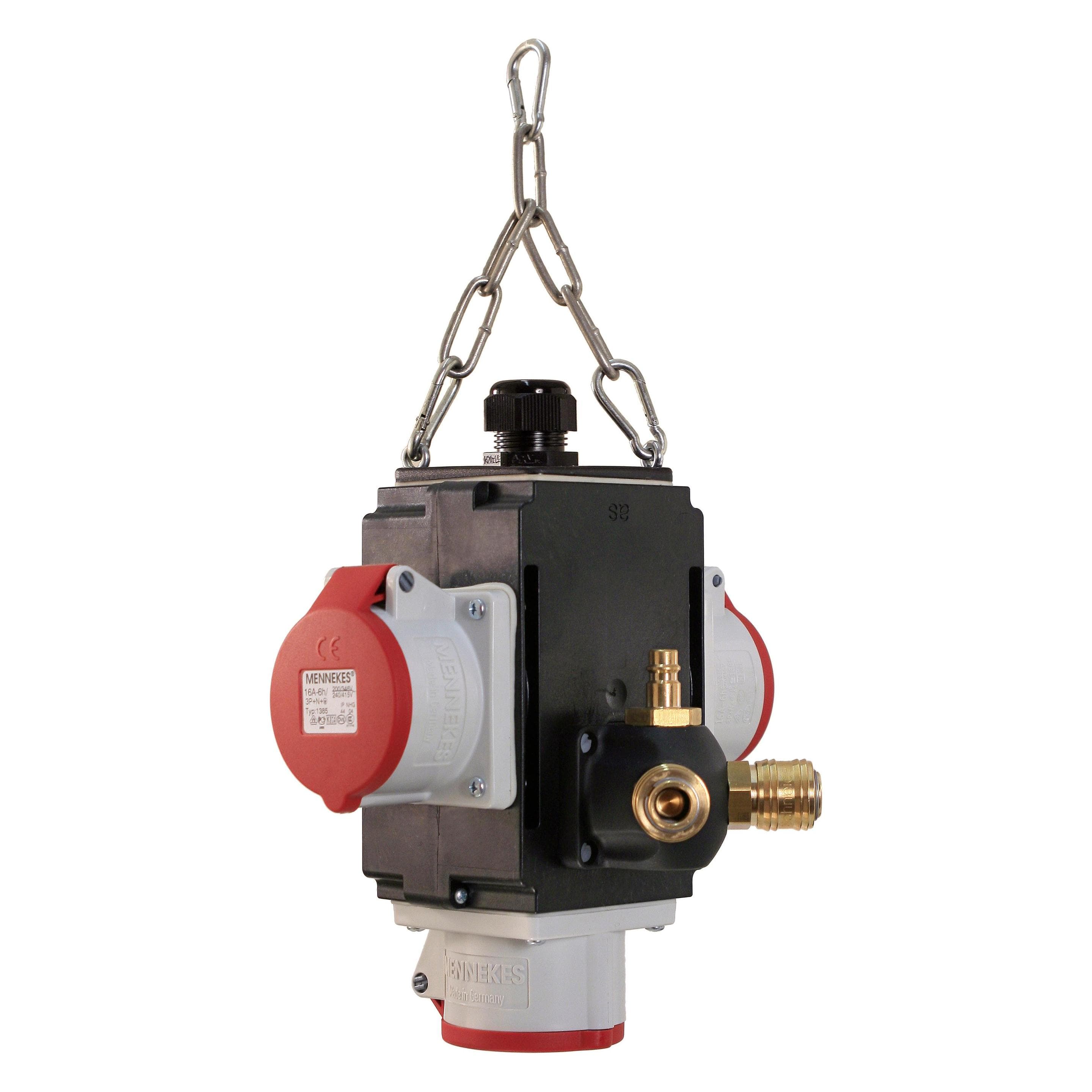 As - Schwabe, Baustromverteiler, Energiewürfel mit Druckluftanschluss (4x, CEE 16/5, CEE 32/5)
