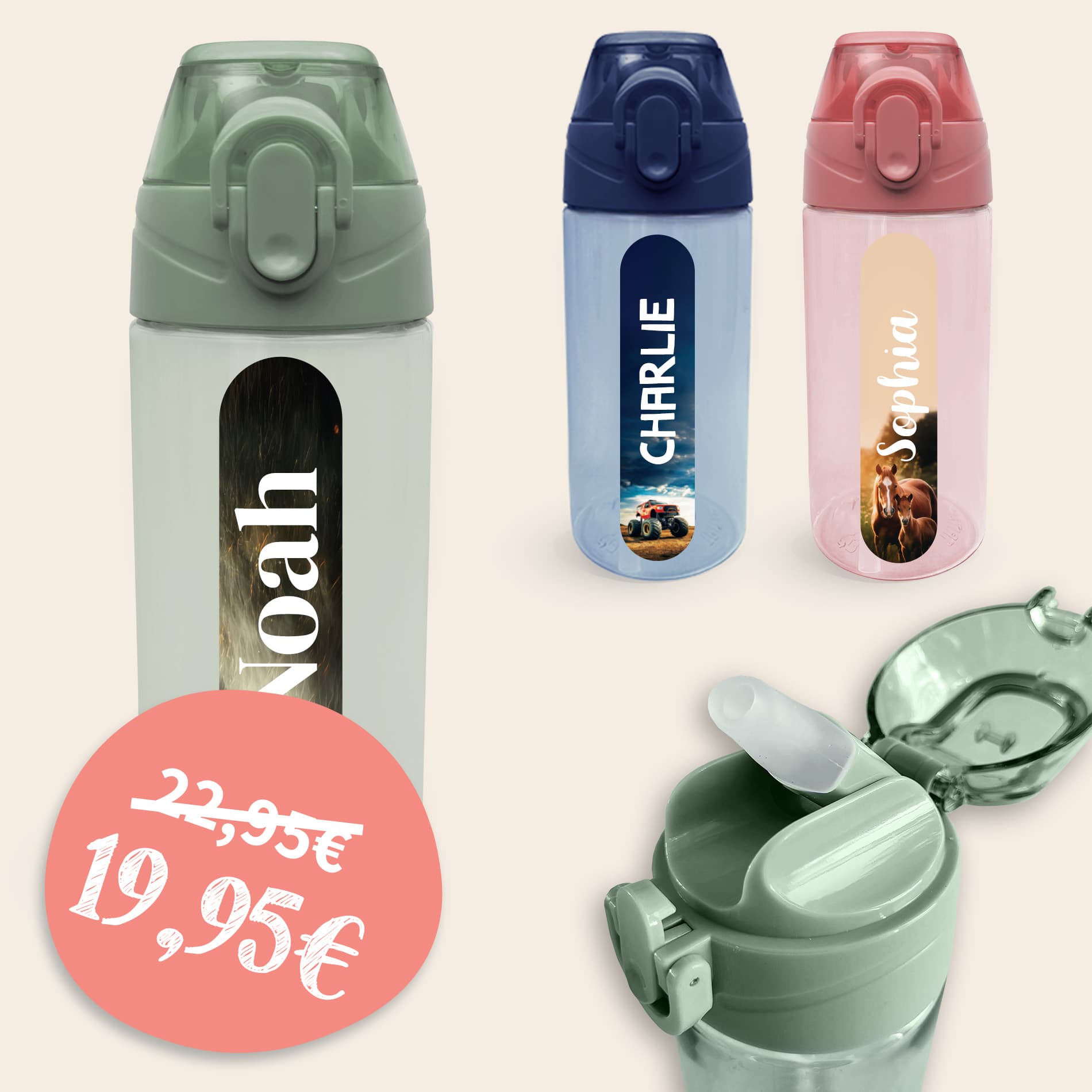Trinkflasche mit Name - Real World