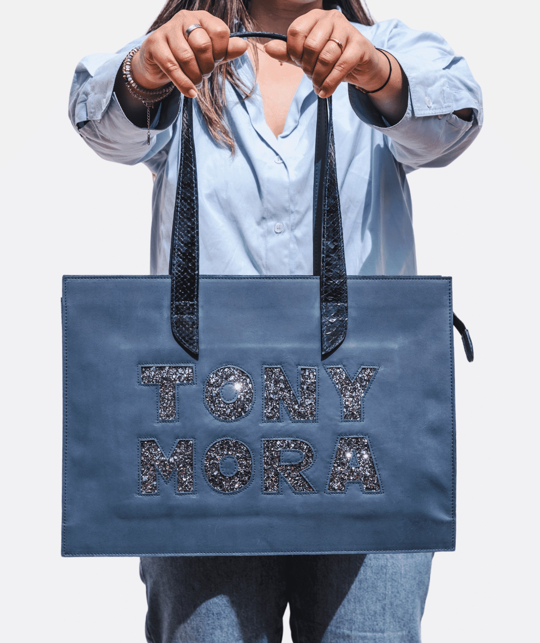 TONY MORA BLUE TOTE BAG