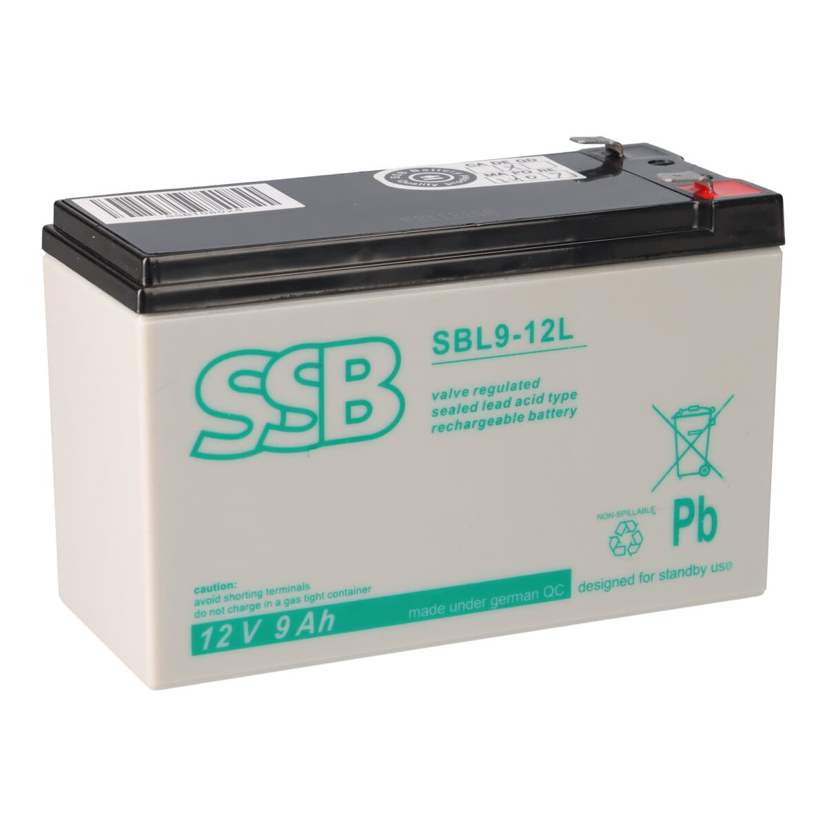 SSB Battery SBL9-12L AGM Bleiakku 12V 9Ah T2 / Faston 6,3 mm