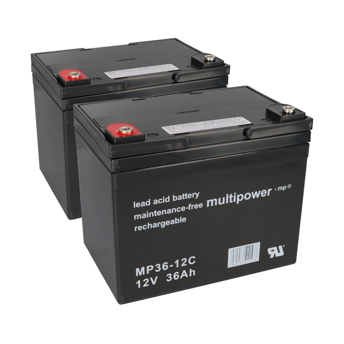 Ersatzakku für Invacare Mistral 2x Multipower 12V - 36Ah Zyklenfest AGM VRLA