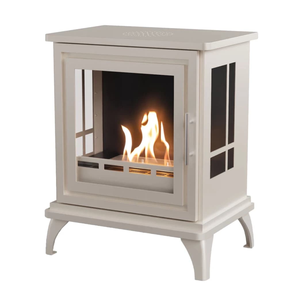 ScandiFlames Nashville Oyster White – Freistehender Bioethanol-Kaminofen – 6 Stunden Brenndauer – 2 kW Heizleistung