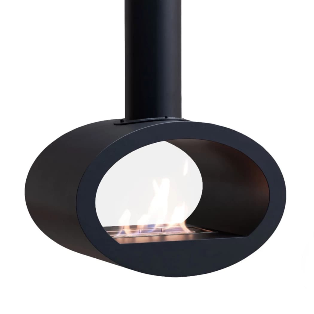 ScandiFlames Toronto Schwarz - Zweiseitiger Deckenmontierter Bioethanol-Kamin - 6 Stunden Brenndauer - Verschiedene Größen