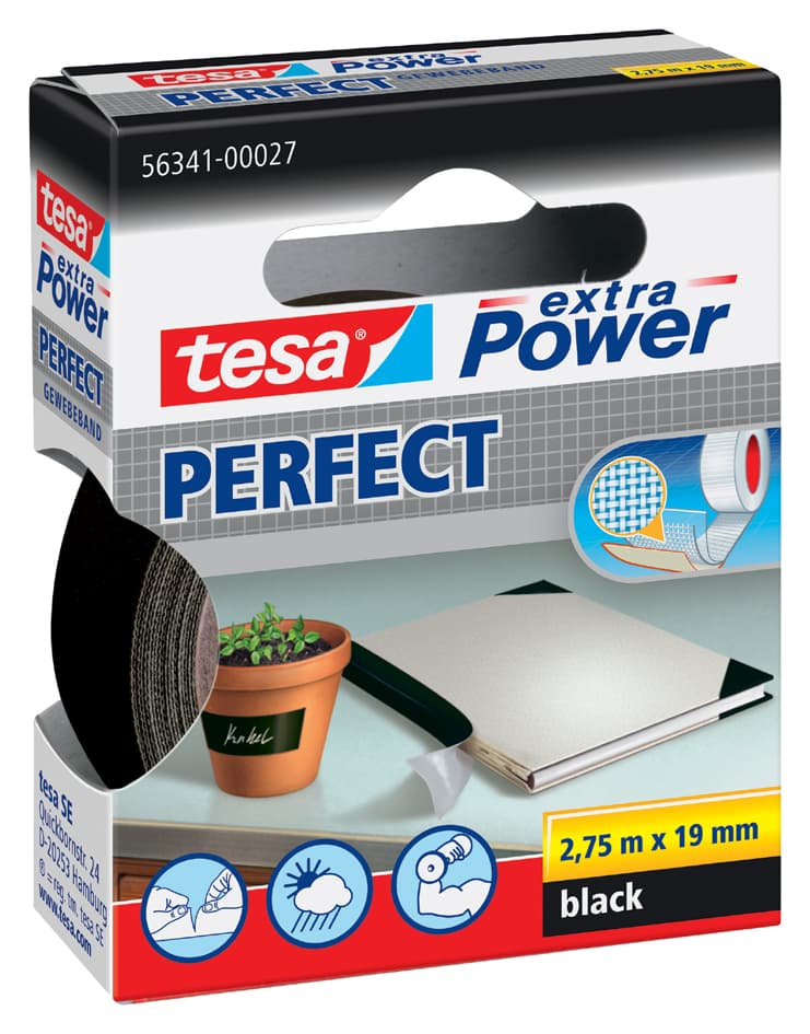 tesa Gewebeband extra Power PERFECT, 38 mm x 2,75 m, weiß