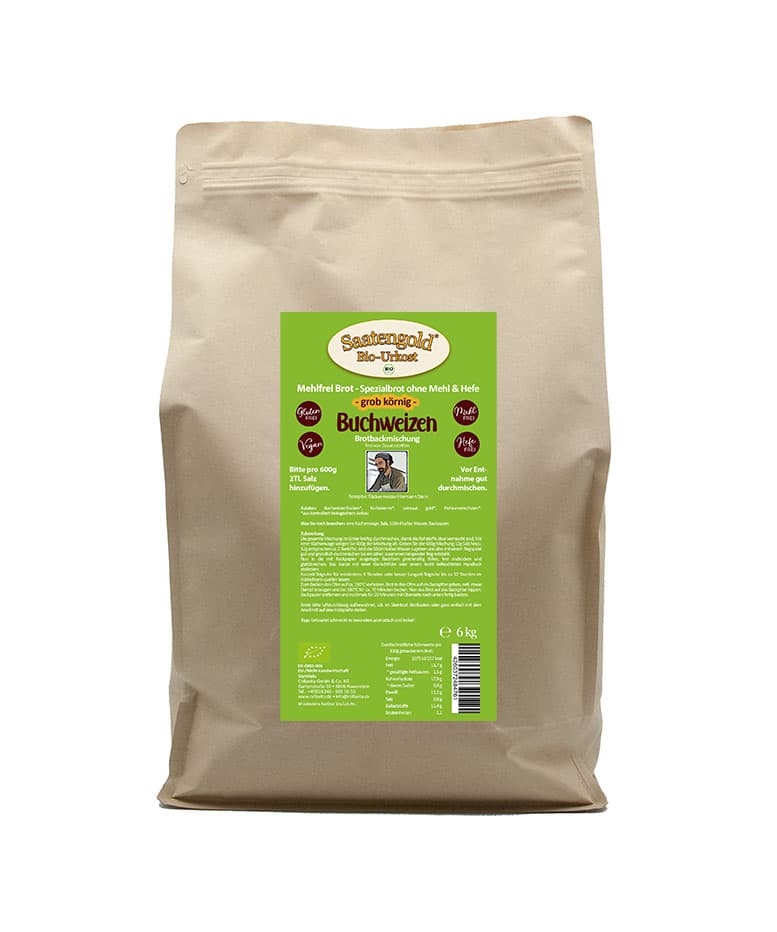 Mehlfreibrot Buchweizen -grob körnig- Bio Brotbackmischung