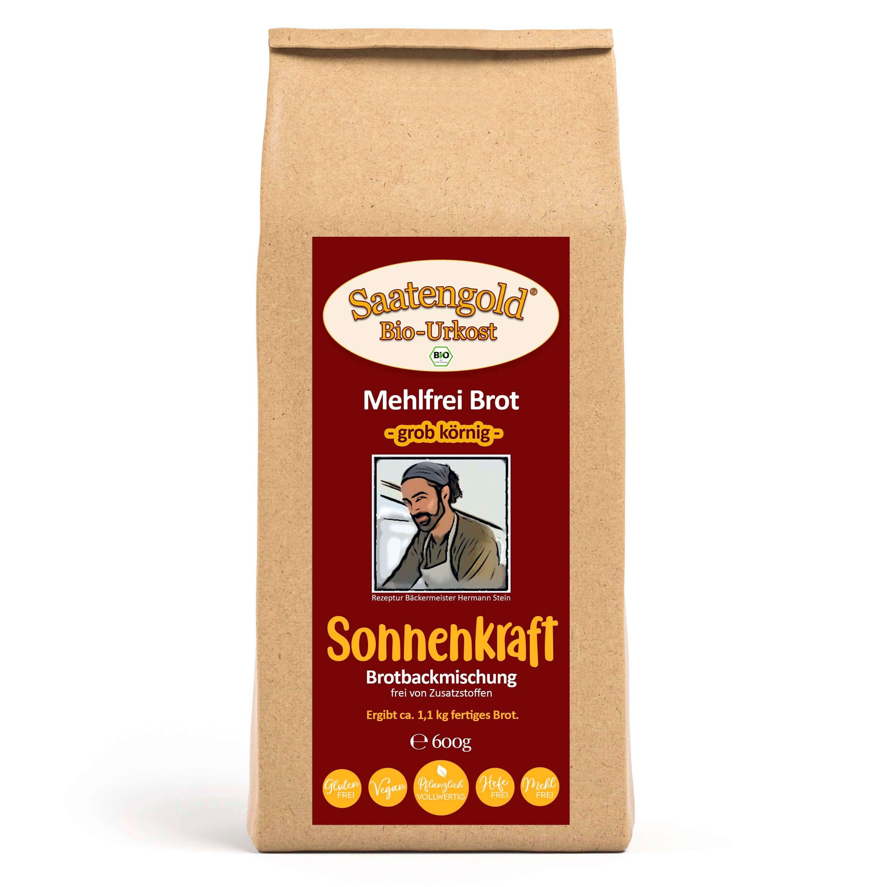 Mehlfreibrot Sonnenkraft -grob körnig- Bio Brotbackmischung