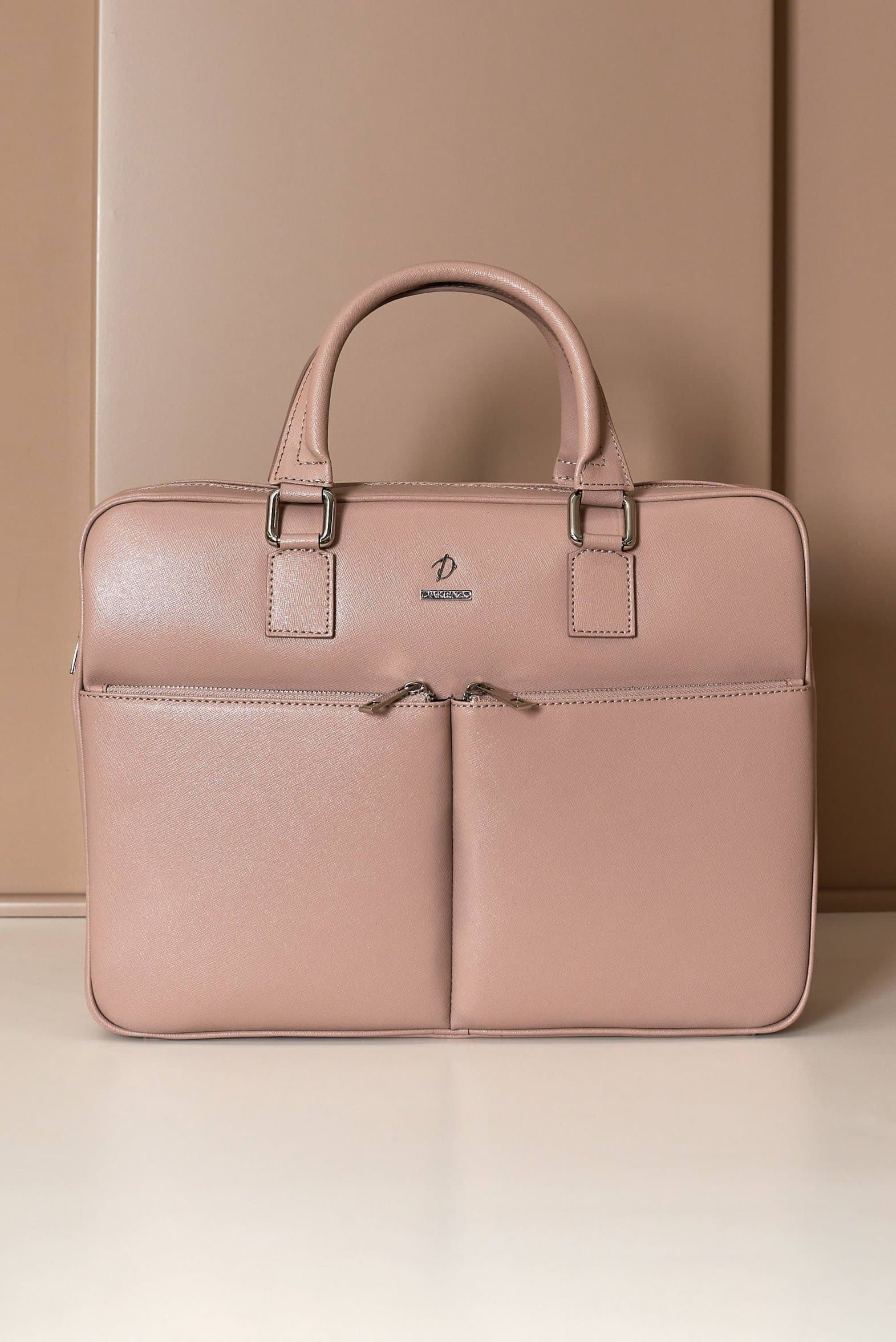 Beige Laptop Aktentasche aus leder doppelte Fronttasche D'Arienzo, Größe Einheitsgröße, Farbe Beige