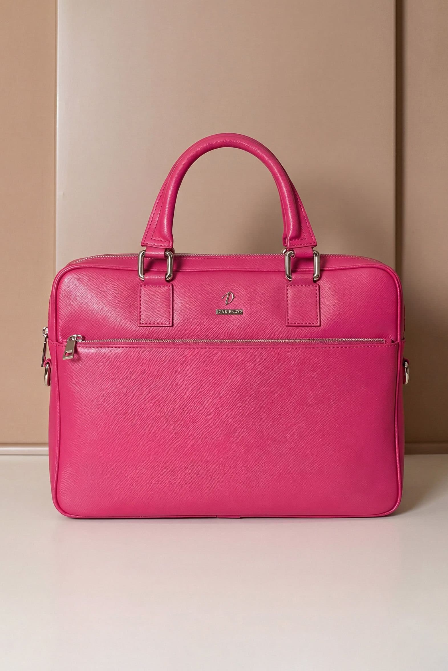 Fuchsia Laptop Aktentasche aus leder Fronttasche Reißverschluss D'Arienzo, Größe Einheitsgröße, Farbe fuchsiafarben
