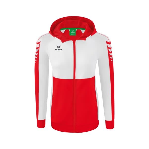 Erima Six Wings Trainingsjacke mit Kapuze Damen - rot/weiß - 44