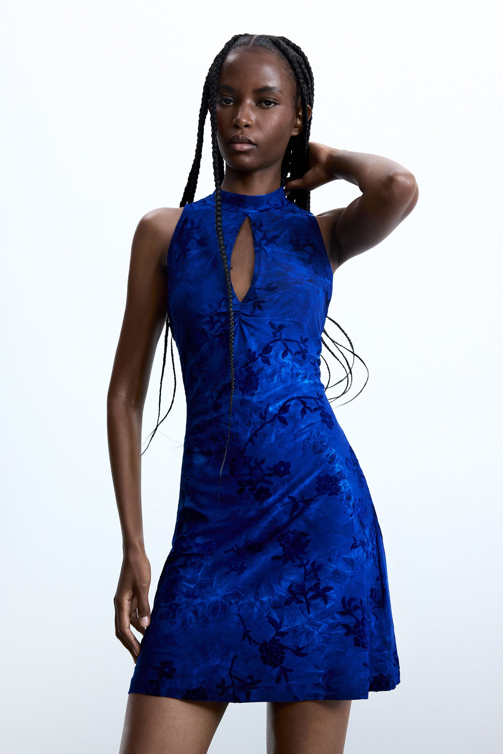 Desigual, Beflocktes kleid, Damen, Polyester, Blau, S
