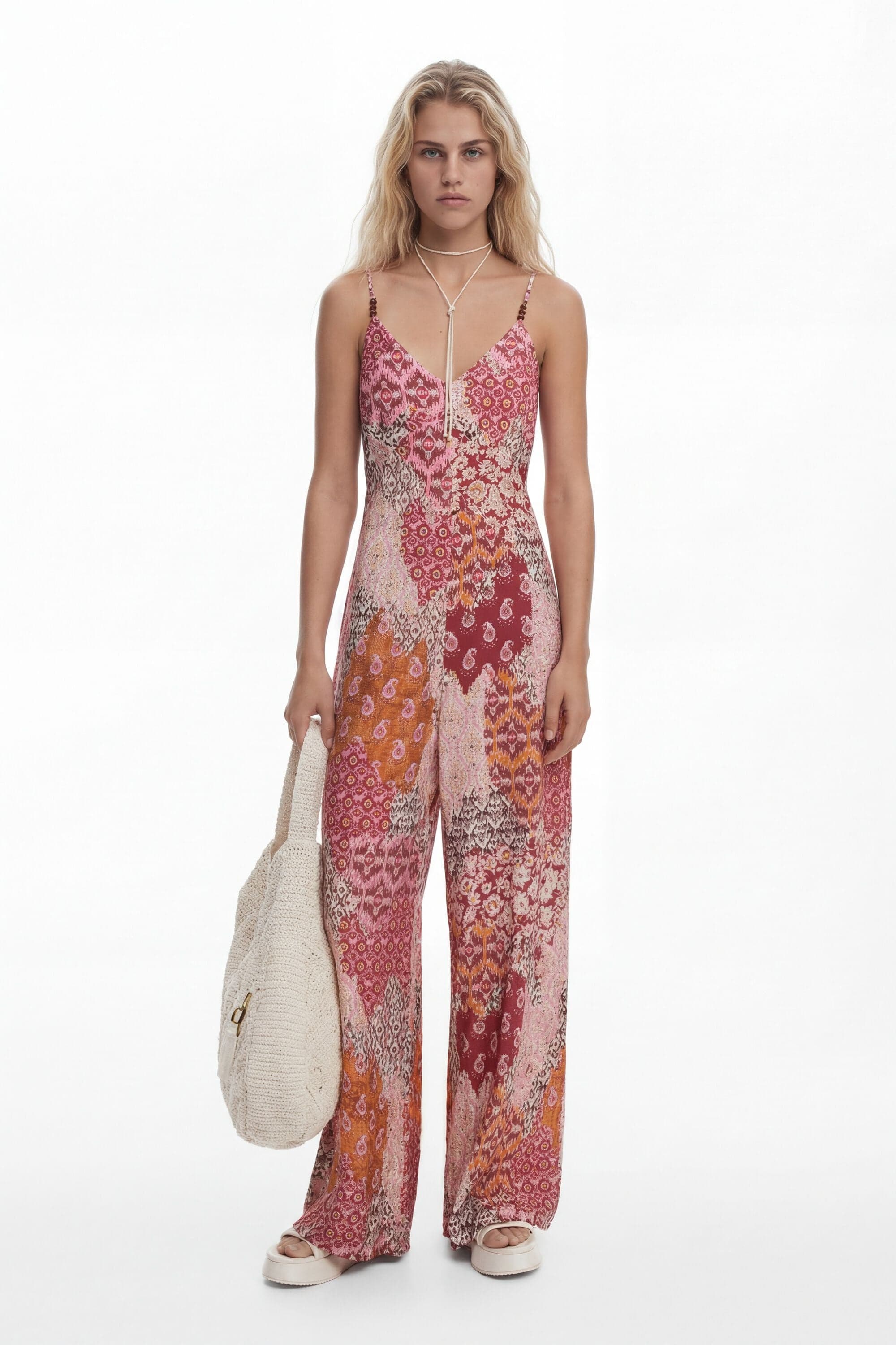 Desigual, Langer Boho-Overall, Rot, XL