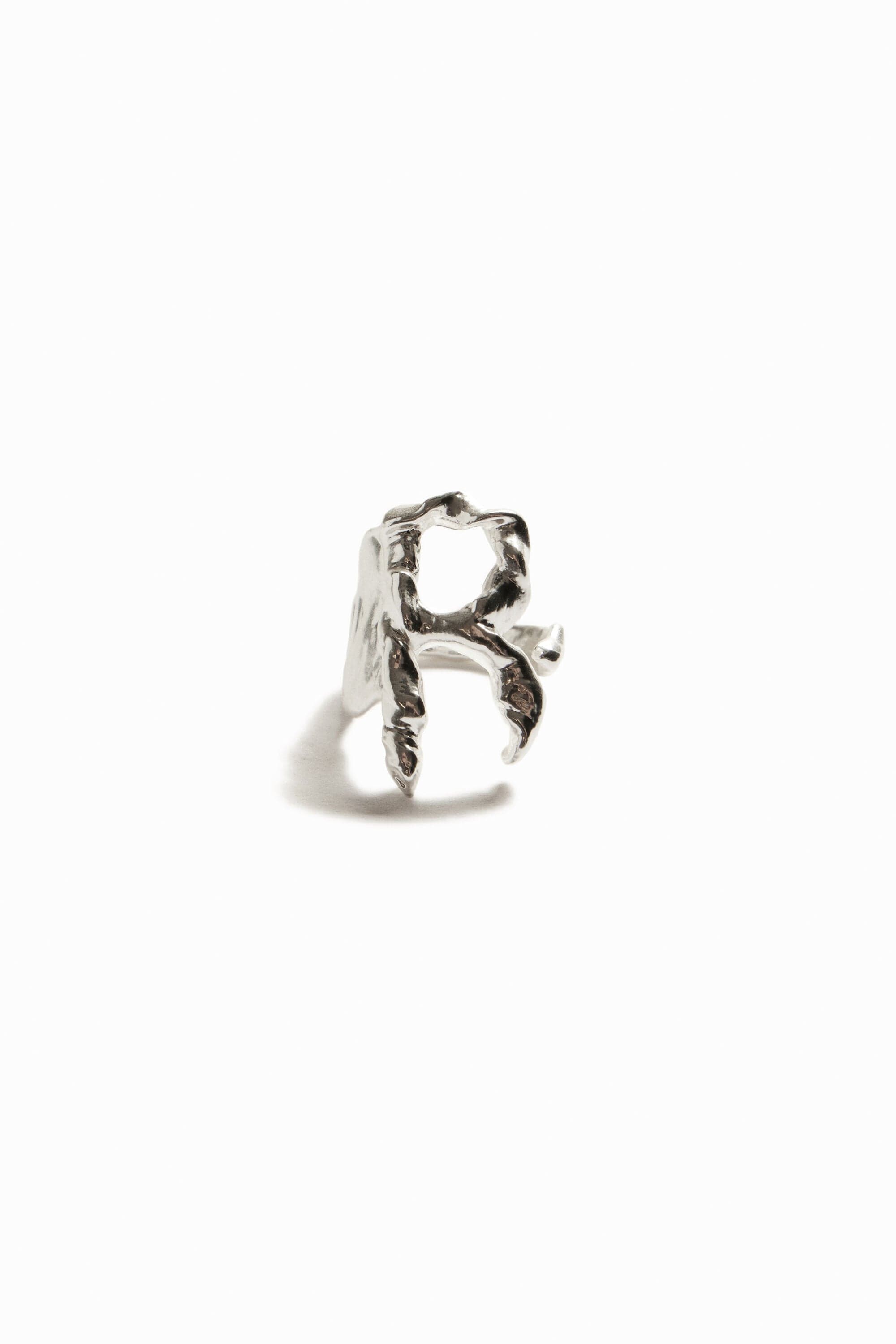 Desigual, Ring Buchstabe R Silberbad Zalio, Schwarz, L