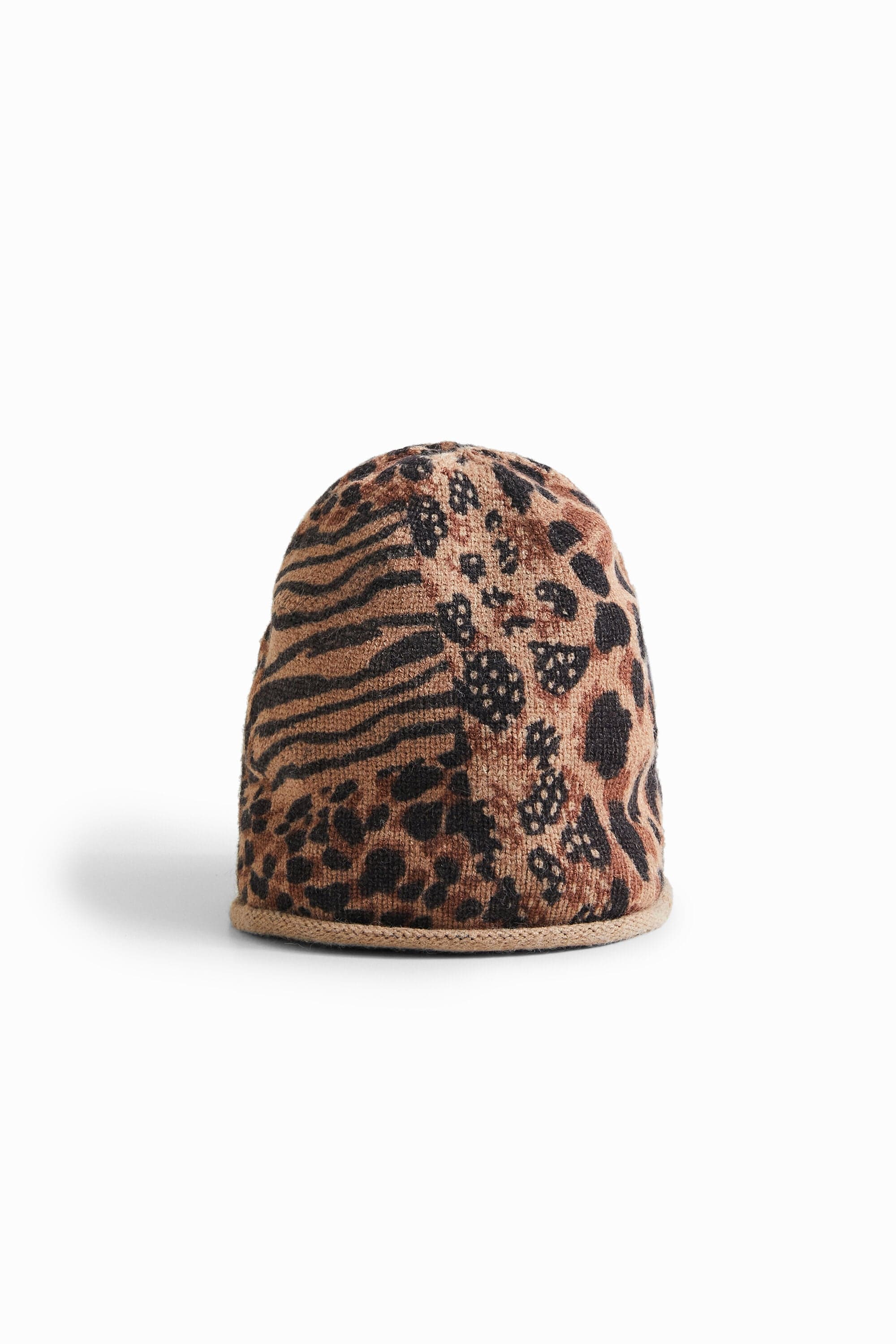 Desigual, Strickmütze Patch Animal Print, Braun, U