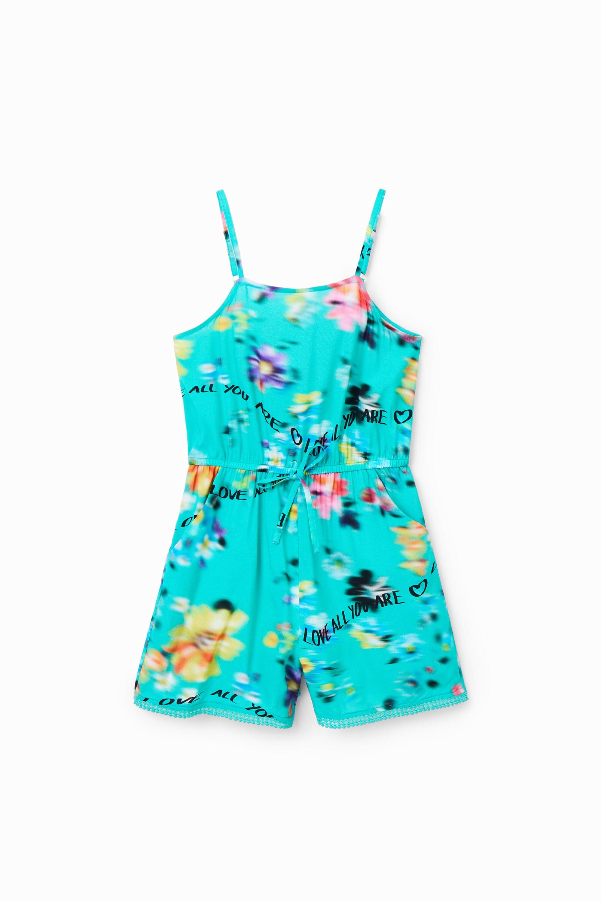 Desigual, Kurzer Jumpsuit Träger, Viskose, GrüN, 13/14