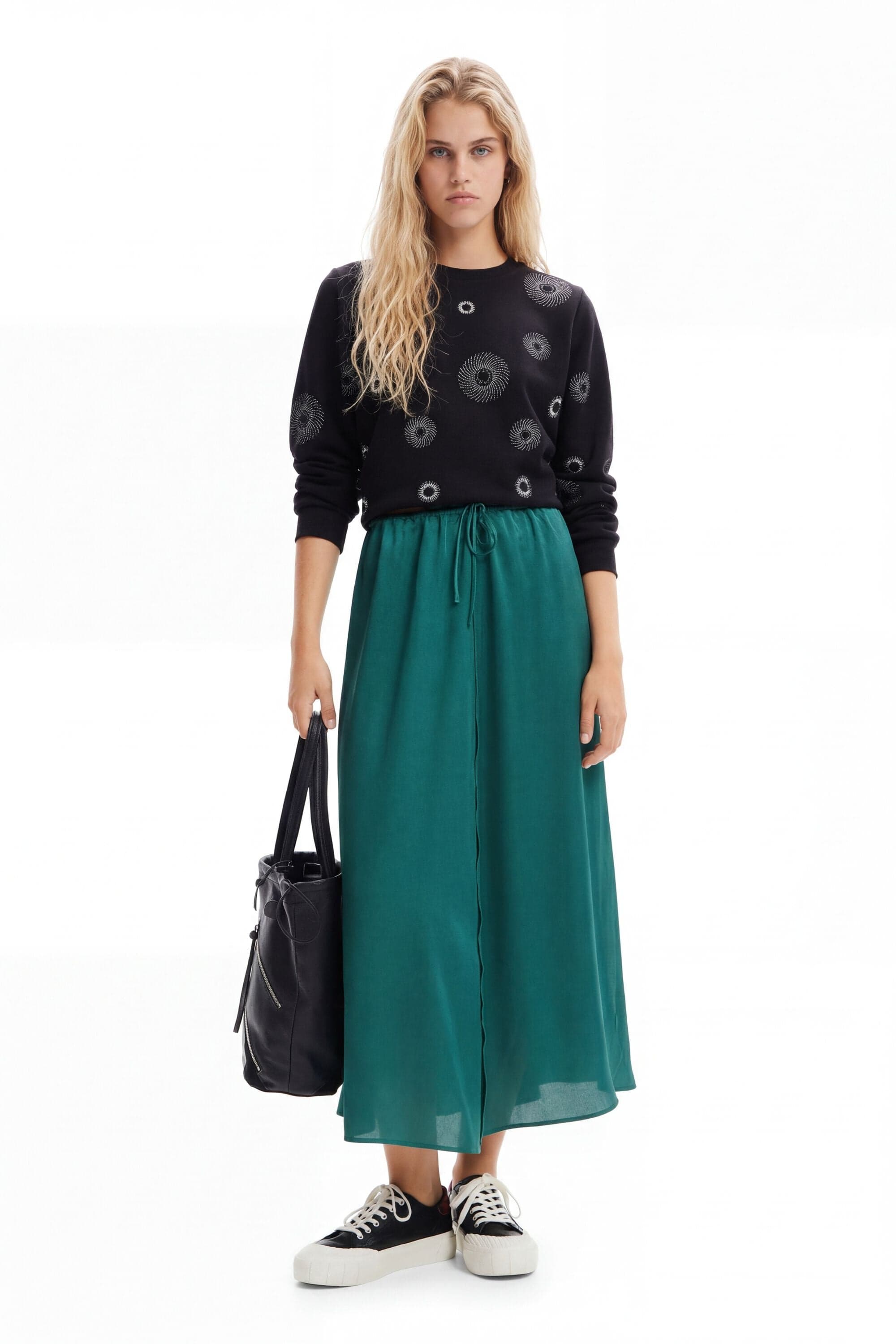 Desigual, Satinierter Midirock, Polyester, GrüN, XL