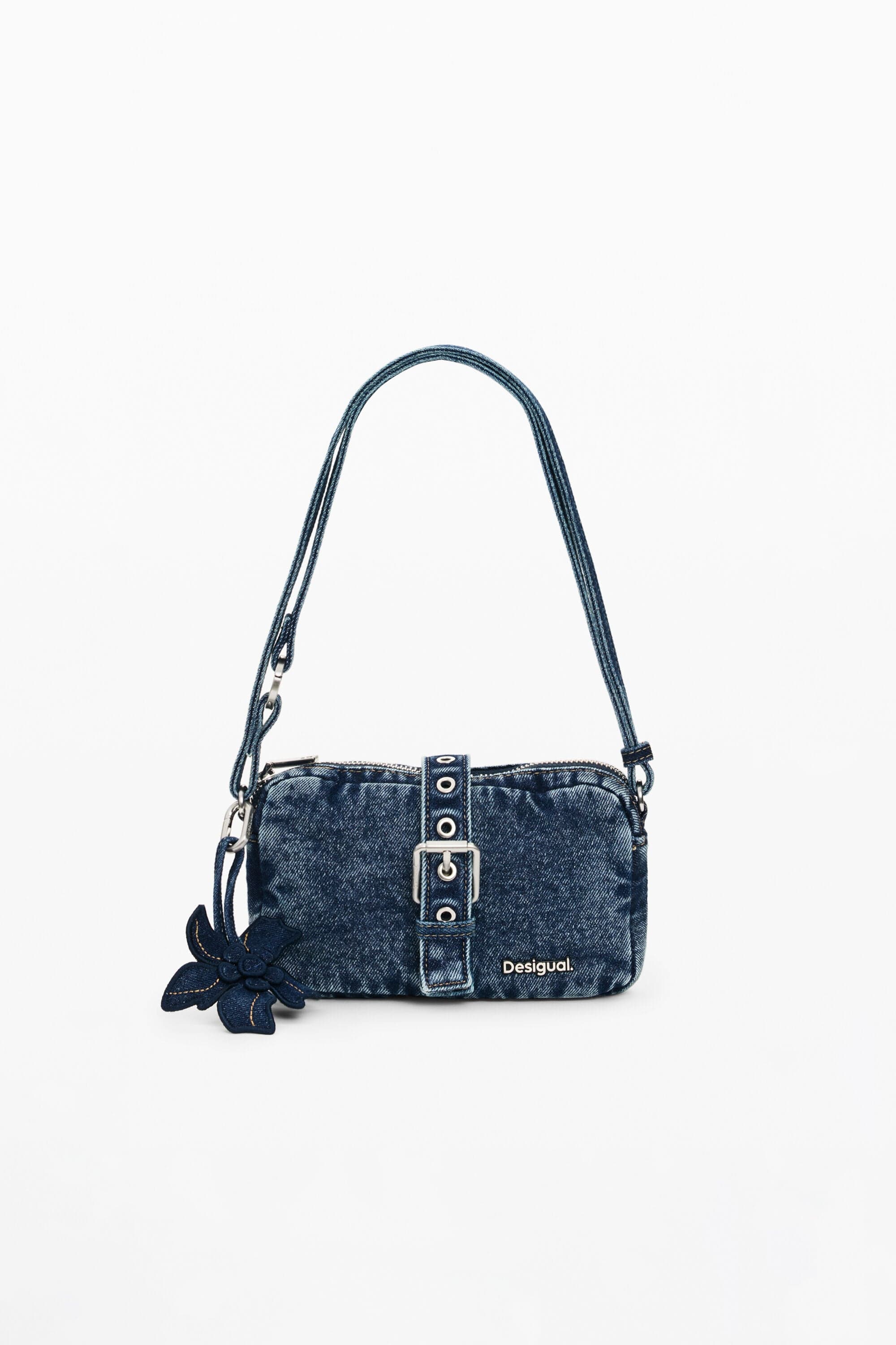 Desigual, Kleine denim-umhängetasche mit applikationen, Damen, Blau, U