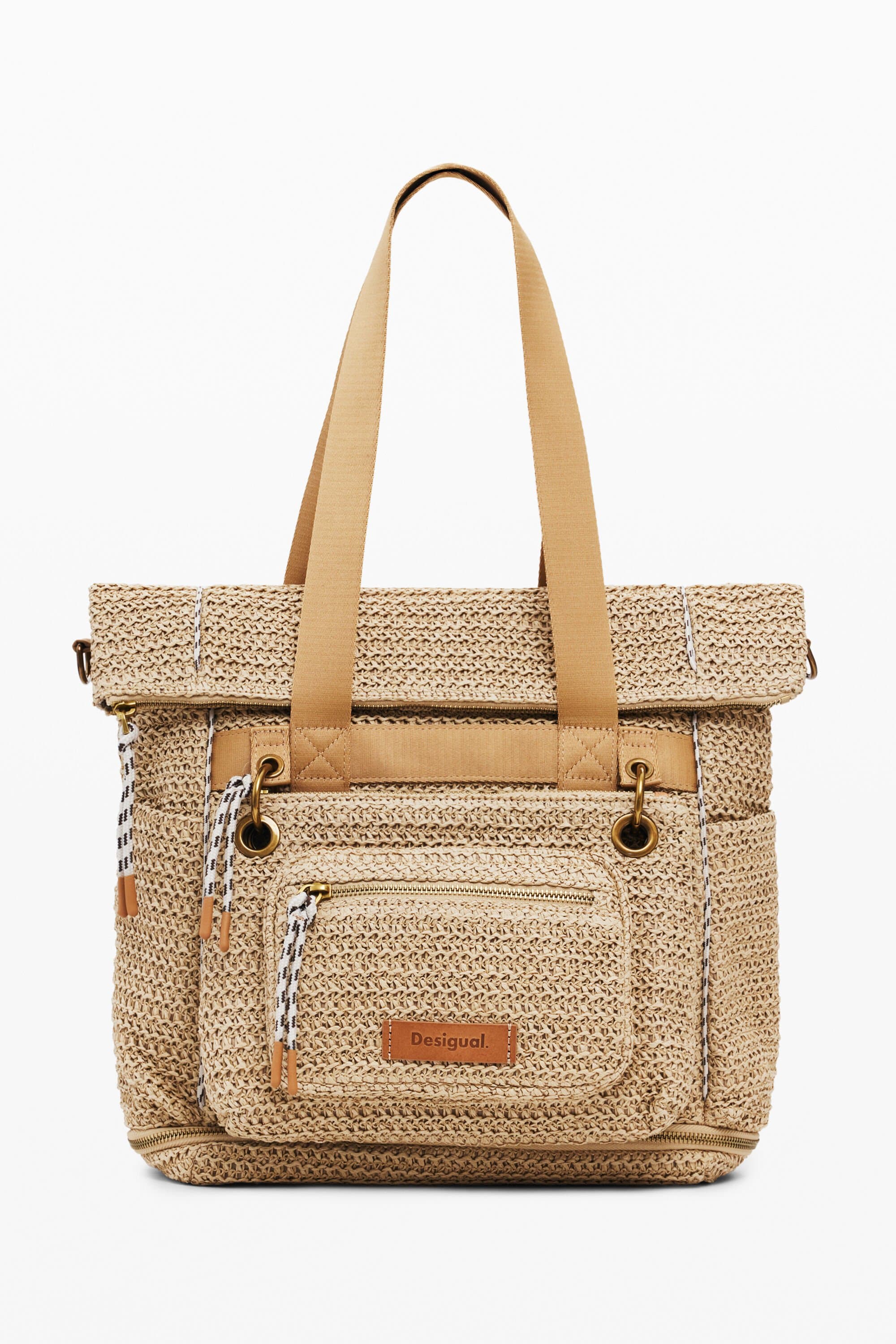 Großer modularer Rucksack aus Raffia - WHITE - U