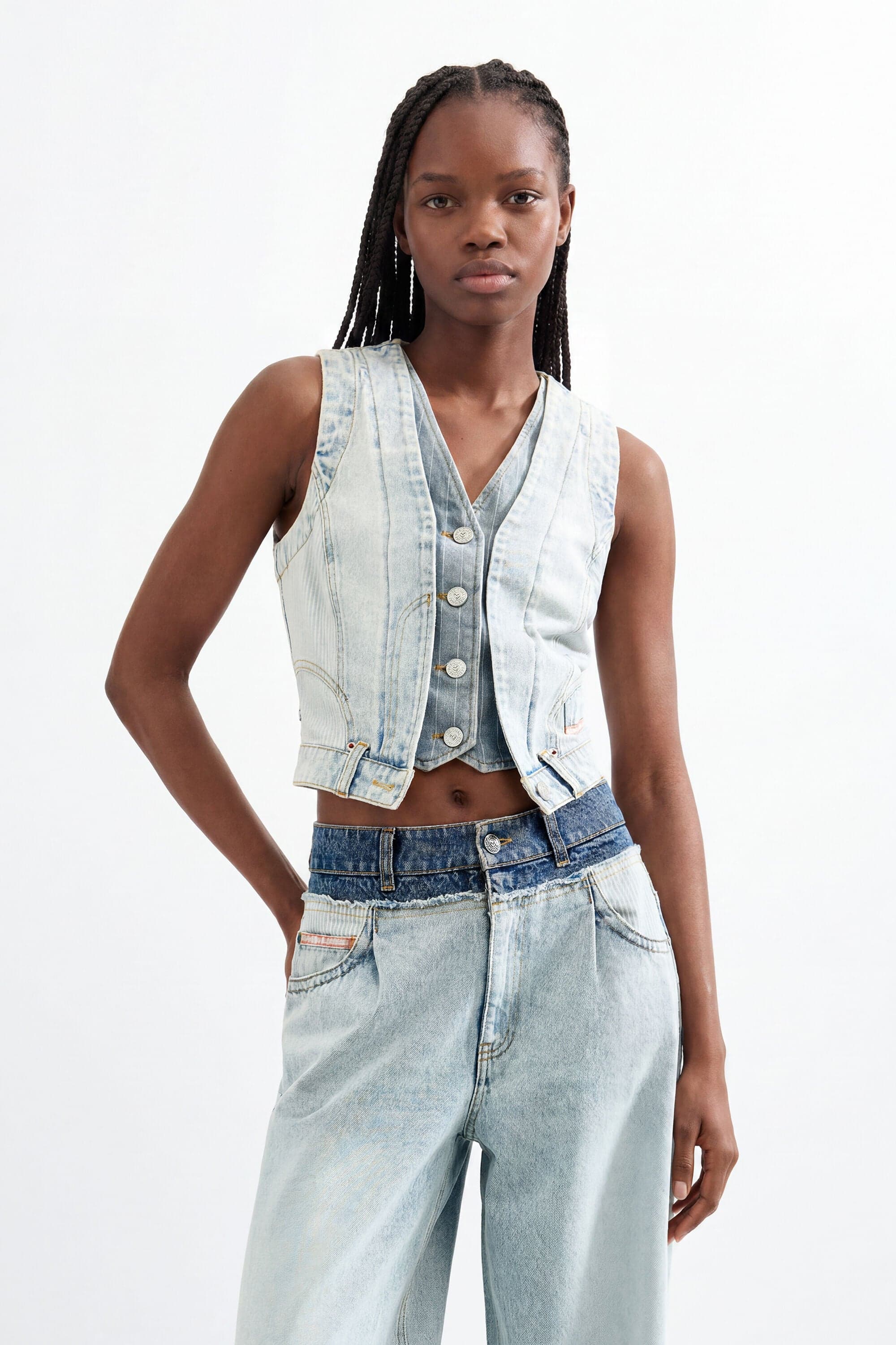 Kombinierte Jeansweste - BLUE - L