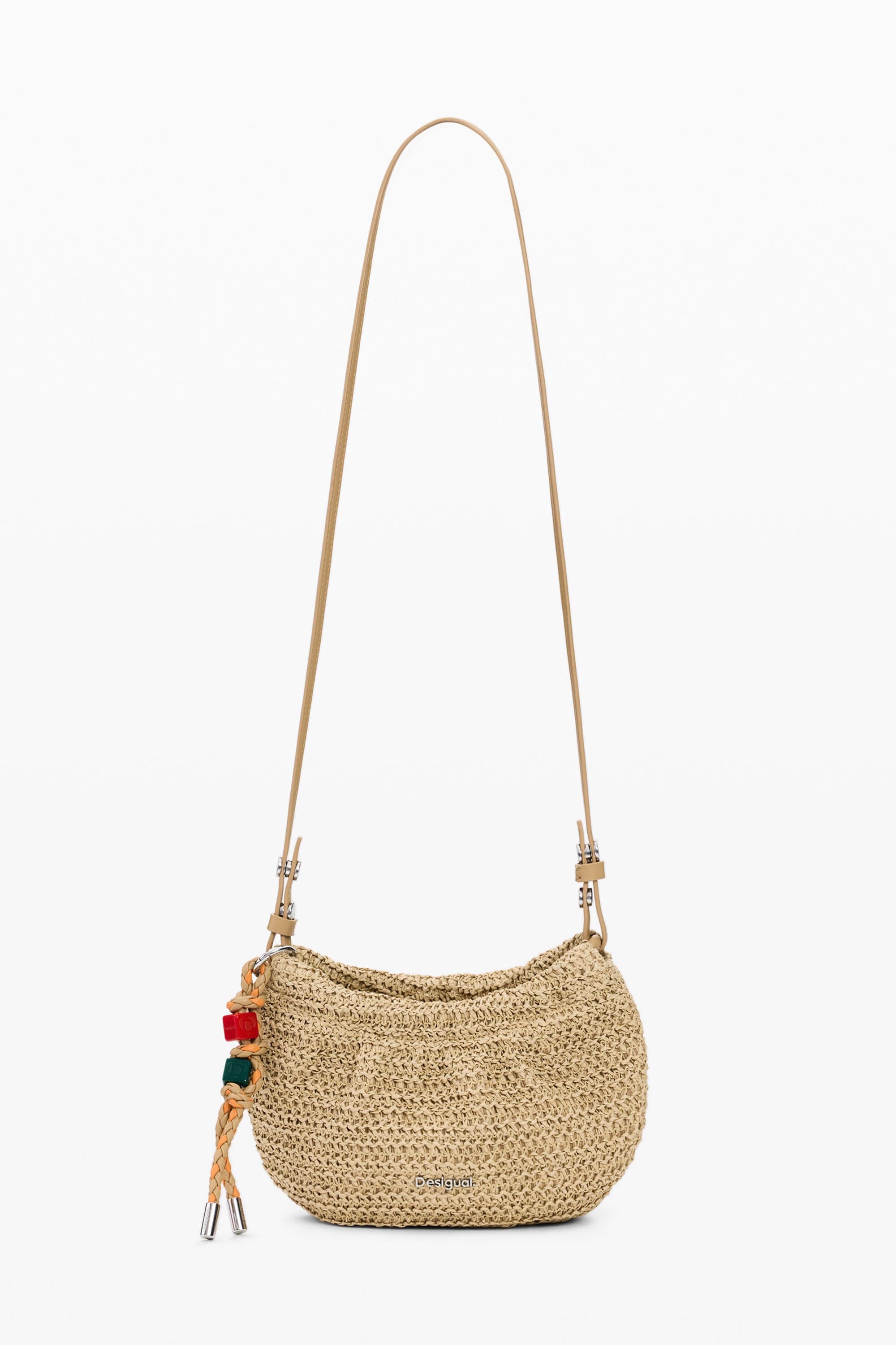 Desigual, Ovales umhängeportemonnaie mit charms, Damen, Papier, Weiß, U