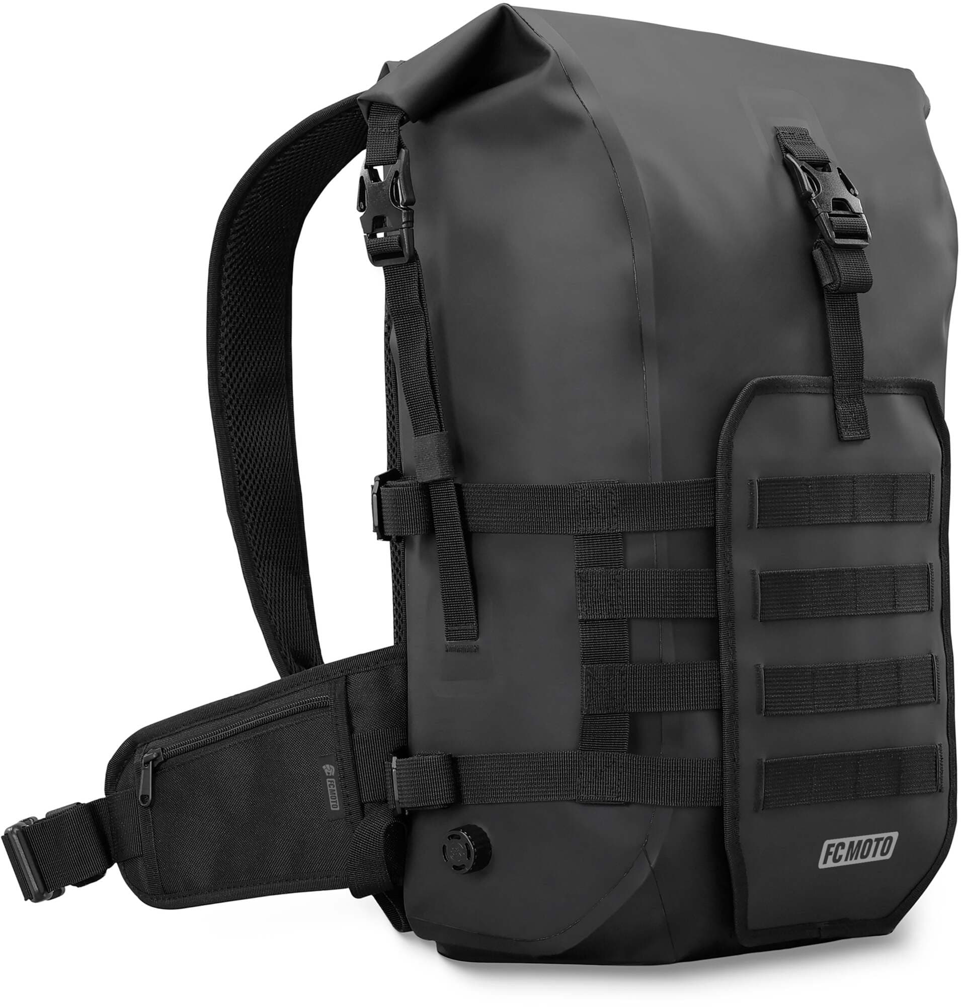FC-Moto Ever-ST Roll-Top 26 L wasserdichter Rucksack, schwarz-carbon