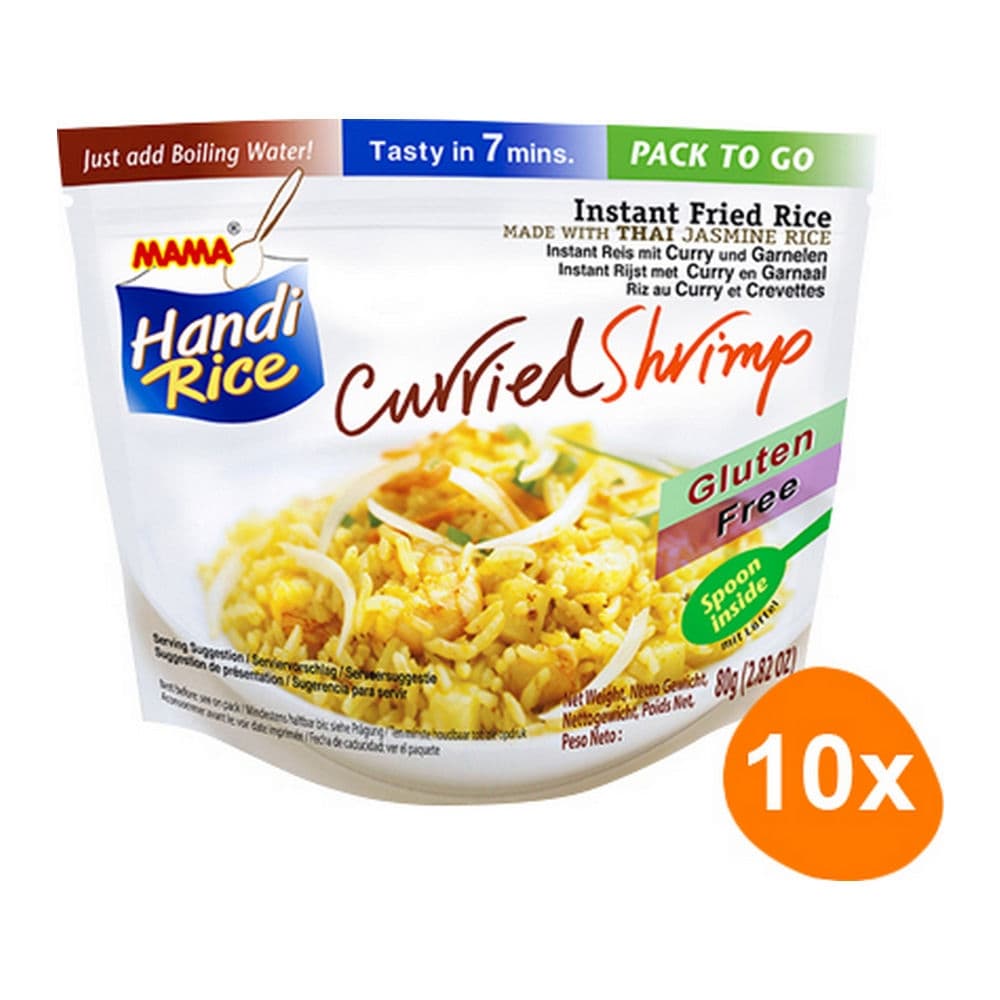 Mama Handi Rice - Gebackenem Instant-Reis Curry mit Garnelen - 10 Beutel