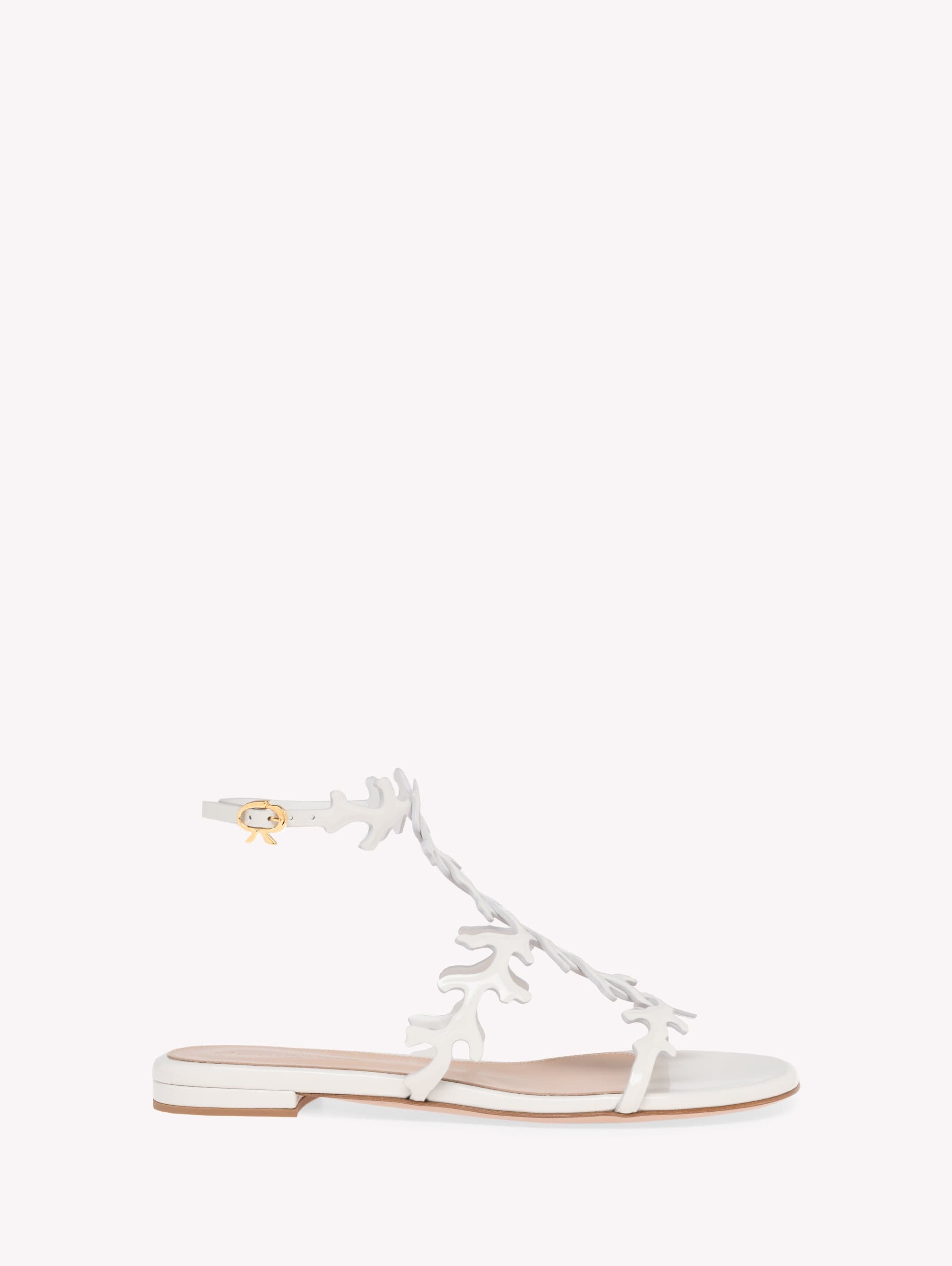Gianvito Rossi - OCEAN FLAT, Woman, WEIß - GLÄNZENDES NAPPALEDER, Size: 39