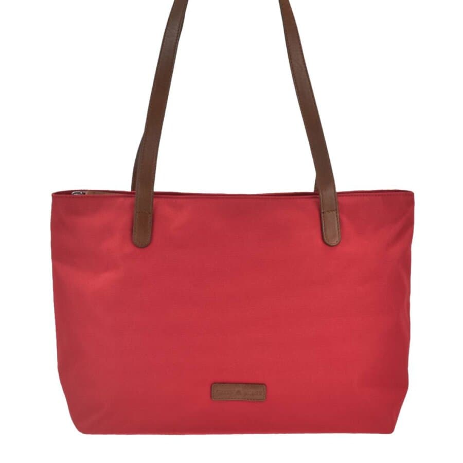 Shopper Damen Nylon rot lange Tragegriffe | Greenburry Nylon - Diana Schultertasche für Shopping Alltag 1401-26