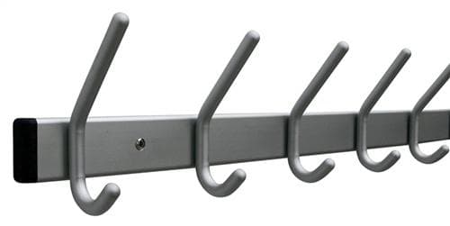 Wandgarderobe Alu.F1 naturf.9, Hut-/9 Mantelh.L.1300mm Hakenabstand 150mm