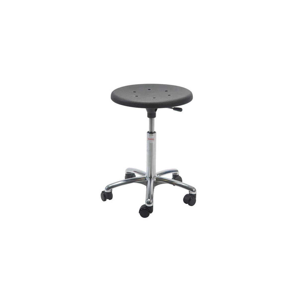 Rollhocker Arbeitshocker, 46-65 cm Sitzhöhe, Aluminium-Fußkreuz, schwarz