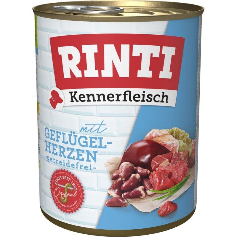 Rinti Hunde Nassfutter Dose Kennerfleisch Geflügelherzen 800g