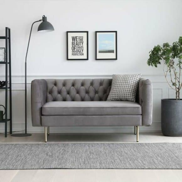 Chesterfield 2 Sitzer Sofa Stoffsofa Couch Polster Sitz Garnitur 2er