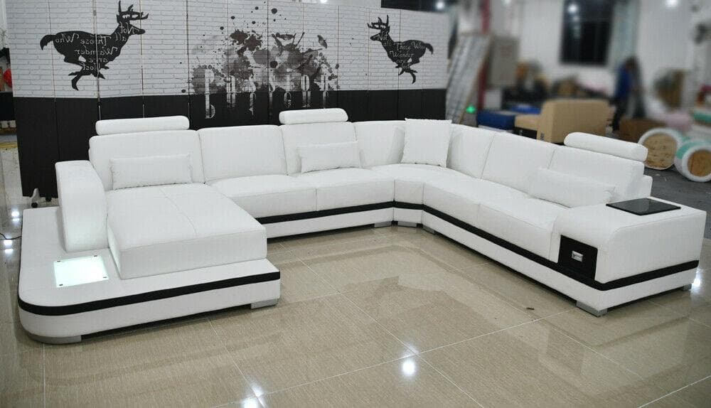 Design Ledersofa Sofa Modernes Polster Leder Ecksofa Couch Textil Wohnlandschaft