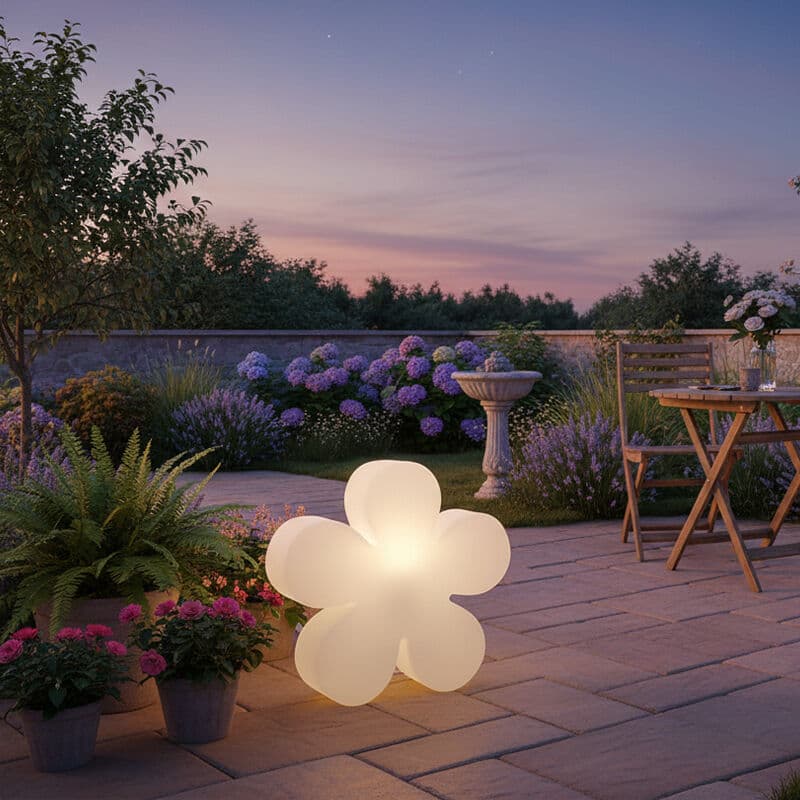 8 Seasons Design Motivleuchte Shining Flower 40 cm weiß