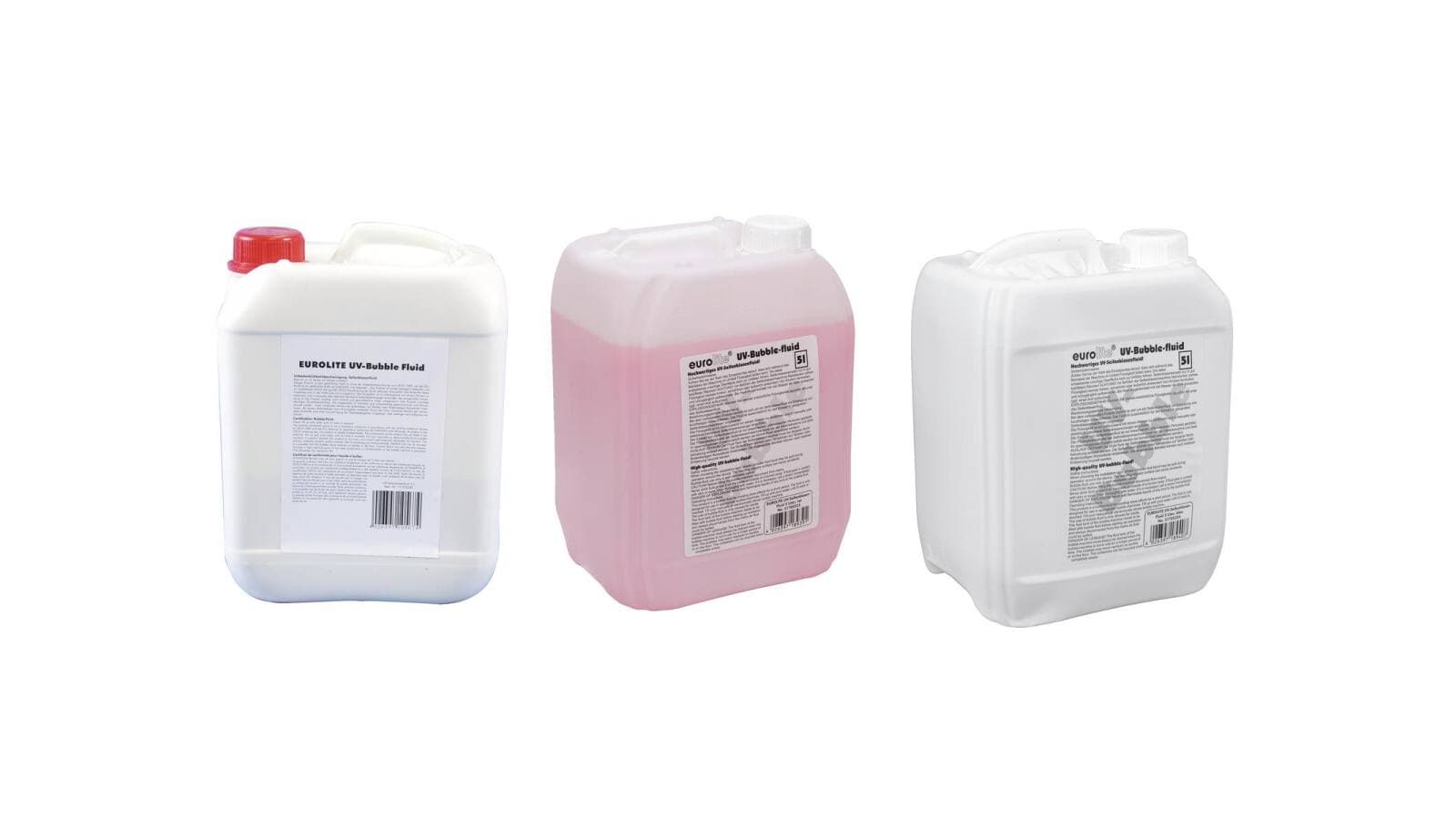 EUROLITE Set 3x UV-Seifenblasenfluid 5l gelb + rot + blau
