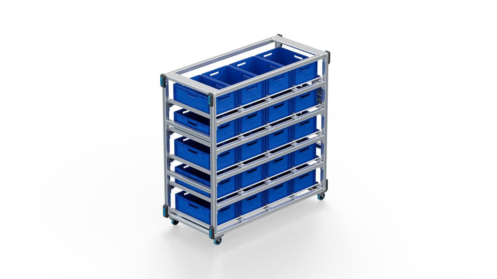 Prolyte Flex Cart + Regale und Boxen mit 100mm Rädern