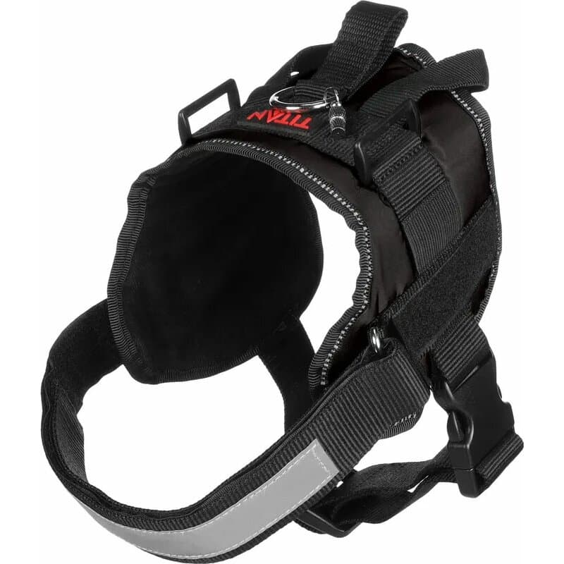 Hundegeschirr Titan Schwarz XXL | A:45-55cm B:80-100cm C:19cm x 40mm