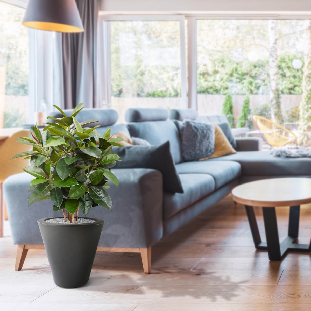 Ficus Elastica Robusta Kunstpflanze 90 cm grün FR