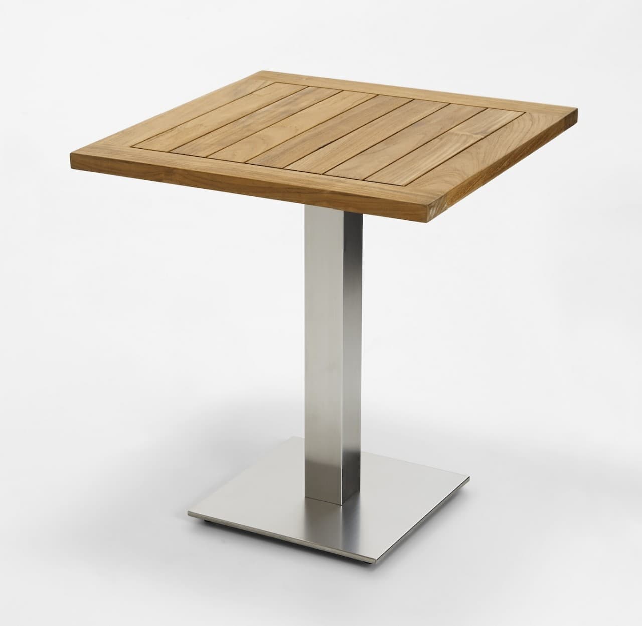 Klapptisch Bistro Edelstahl quadratisch - 95 x 95 cm Teak natur