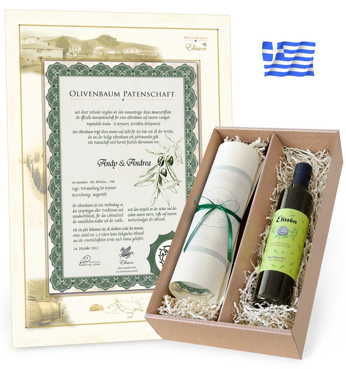Baumpatenschaft mit Olivenöl | Bio-Olivenöl Geschenkset